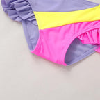 YOUNGER TREE Toddler Girls Two Pieces Swimsuit Color Block Stripe Swimwear - Image 5