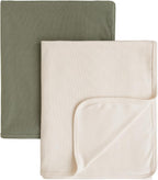 Konssy Knit Baby Blanket 2 Pack, Soft Ribbed Swaddle Receiving Blankets by Konssy