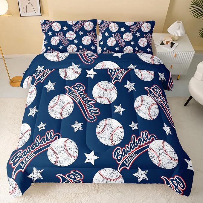 QOOMO 3D Baseballs Comforter King Size, Down Alternative, Soft and Lightweight - Image 2