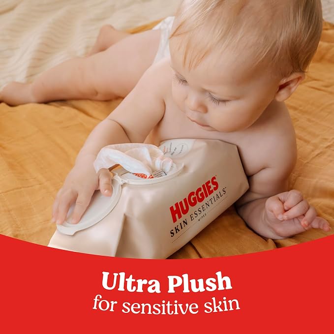 Huggies Skin Essentials Baby Wipes, Hypoallergenic, 99% Water, 2 Flip Top Packs - Image 3