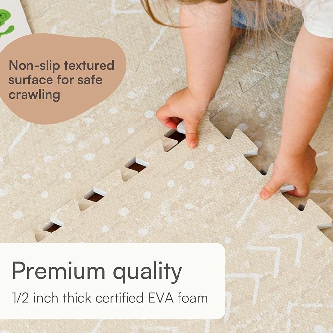 Lillefolk Baby Play Mat for Floor – 6x6ft Beige | Soft Non Toxic Premium EVA - Image 6