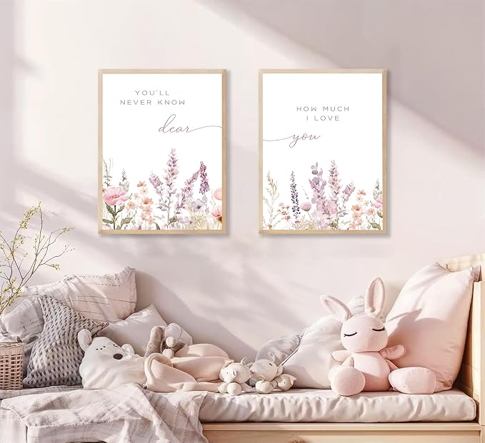 KADEYEE 2 Pcs Wildflower Nursery Wall Art Boho Flower Botanical Sentence Wall - Image 5