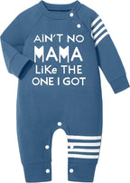 Baby Boy Clothes Infant Mamas Print Romper Stripe Sleeve Outfits Fall Winter by Ribabz