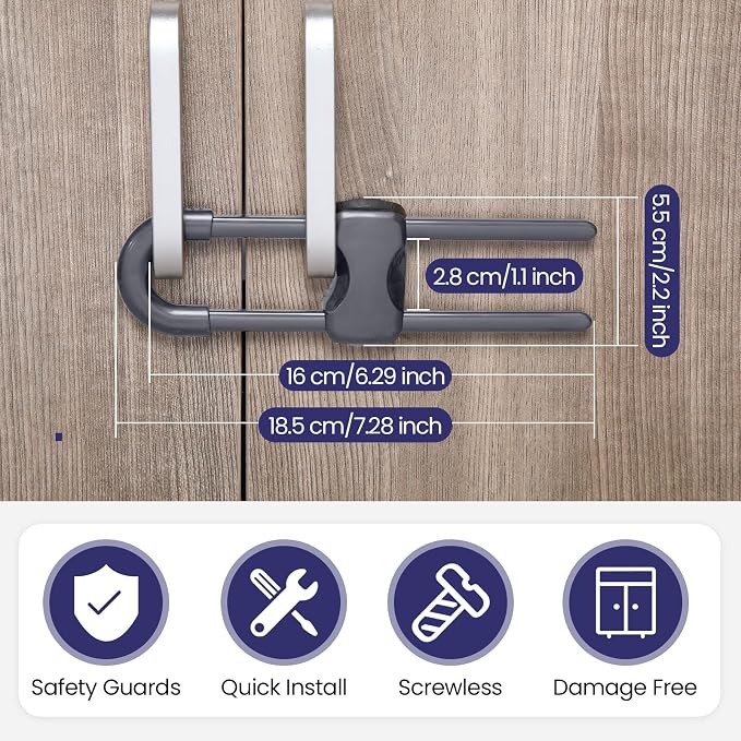 Jetec 10 Pieces Cabinet Locks for Babies, U-Shaped Proofing Drawers Safety - Image 2
