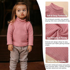 DEFAHN 2 Pack Toddler Unisex Solid Turtleneck T-Shirt Long Sleeve Ribbed - Image 2