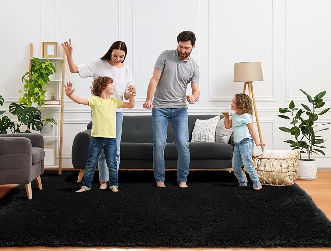 ONASAR Black 6x9 Area Rugs for Living Room Bedroom, Large Fluffy Washable Soft - Image 8