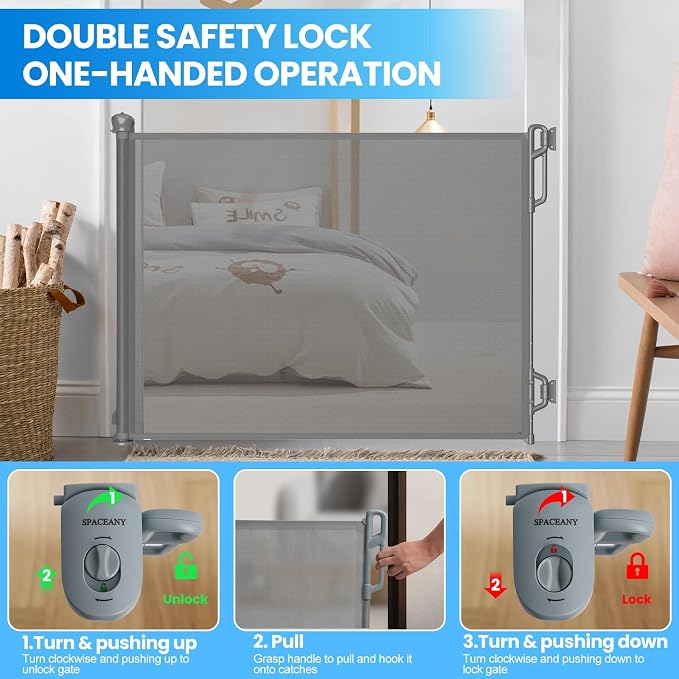 Retractable Safety Baby Gate or Mesh Dog Gate, Durable Portable Mesh - Image 5