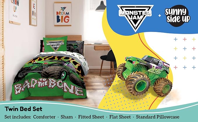 Sunny Side Up Monster Jam Twin Comforter Set - Image 2