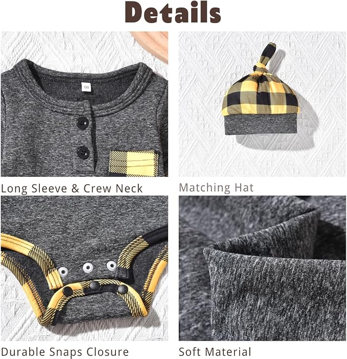 Aalizzwell Newborn Infant Baby Boys Fall Winter Outfit - Image 2