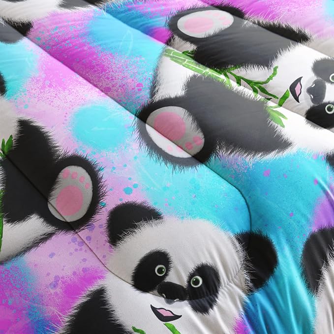 QOOMO Panda Comforter Full Size, Neon Panda Comforter Set - Image 5