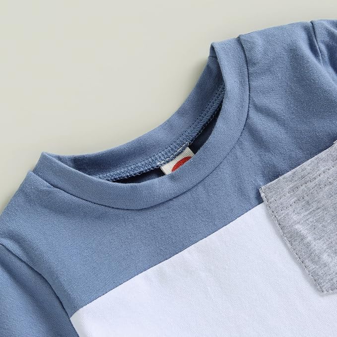 Rtnnsbbfcm Newborn Baby Boy Summer Clothes Short Sleeve Color Block Front - Image 4