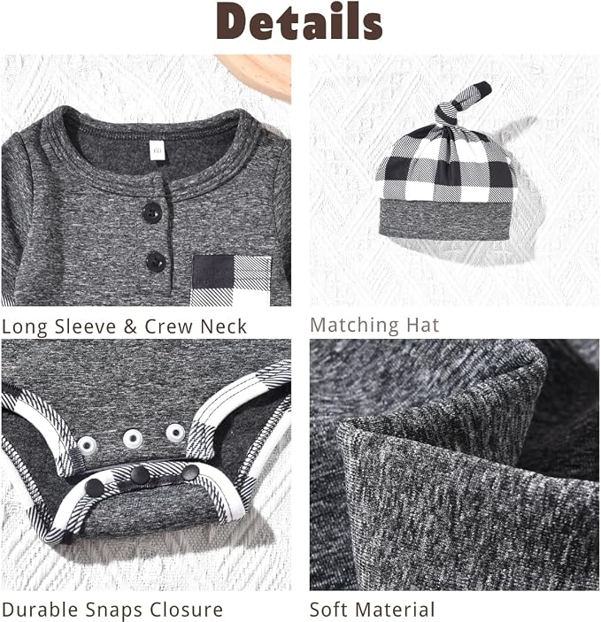 Aalizzwell Newborn Infant Baby Boys Fall Winter Outfit - Image 2