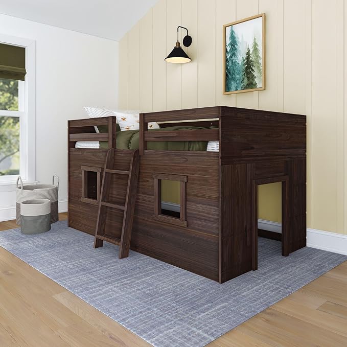 Max & Lily Modern Farmhouse Twin Low Loft Bed by MaxLily