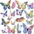 JOSDIOX 48 Pcs Rainbow 3D Butterfly Wall Stickers by JOSDIOX