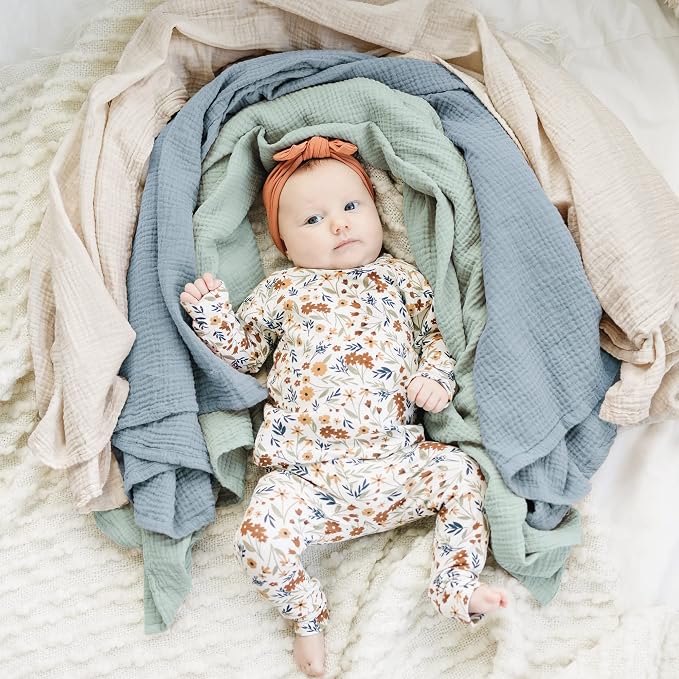 Konssy 3 Pack Muslin Swaddle Blankets - Image 2