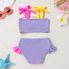 YOUNGER TREE Toddler Girls Two Pieces Swimsuit Color Block Stripe Swimwear - Image 3