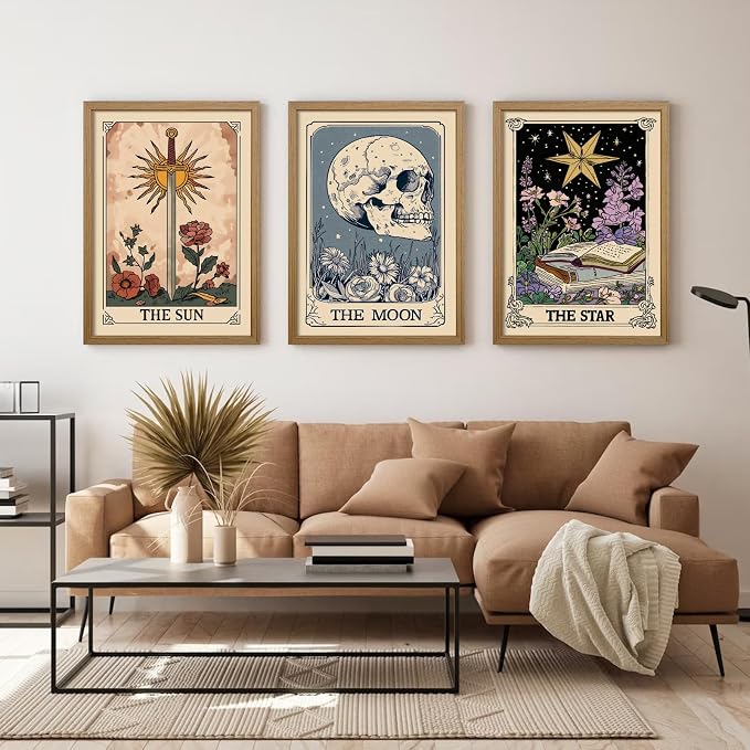 Tarot Card Wall Art Sun Moon Canvas Wall Decor Mystical Astrology Wall Art Boho - Image 4