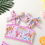 YOUNGER TREE Toddler Girls Two Pieces Swimsuit Color Block Stripe Swimwear - Image 4