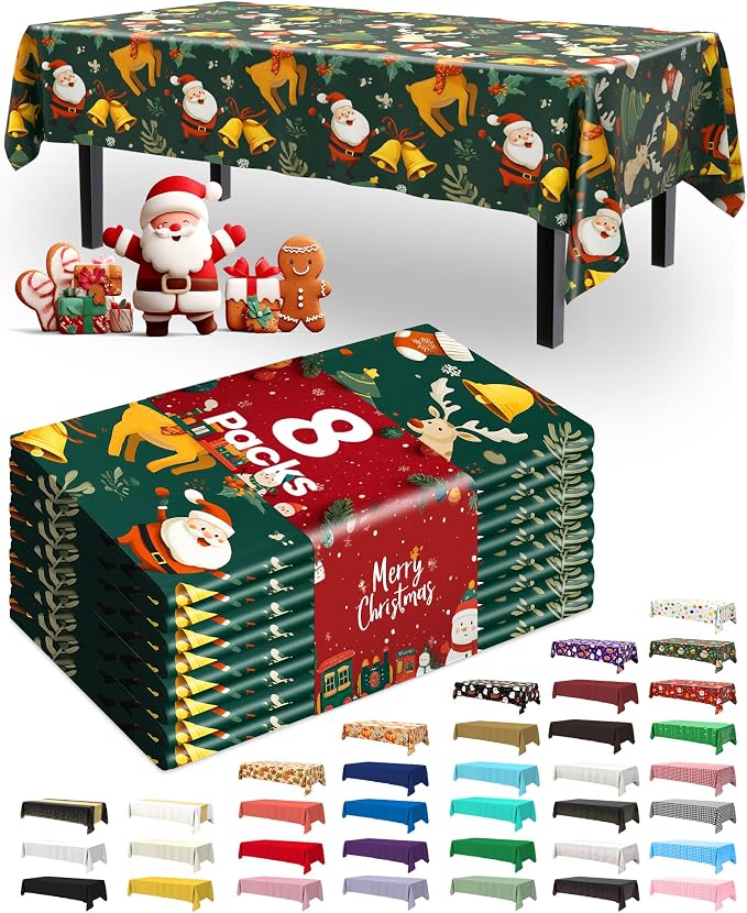 Pureegg Plastic Table Cloth Disposable 8 Pack, 54 x 108 Inch Rectangle by Pureegg