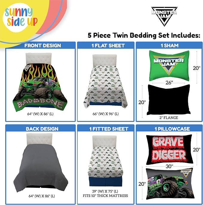 Sunny Side Up Monster Jam Twin Comforter Set - Image 3