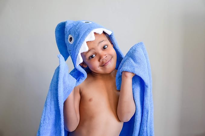 Hooded Baby Towel for Kids 2-8 | Large 100% Cotton Baby Shark Towel for Boys or - Image 4
