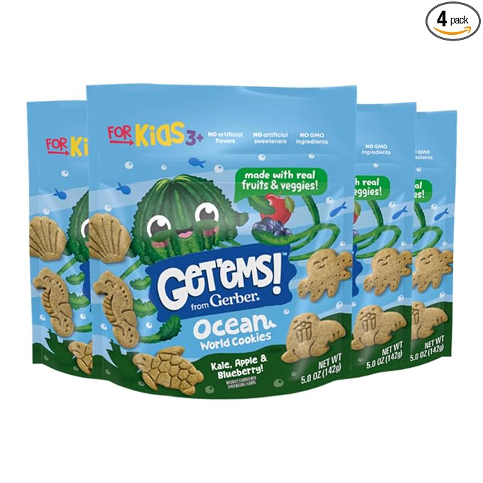 Get'ems! from Gerber, Snacks for Kids, Apple & Blueberry Ocean World Cookies by Getems
