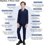 Boys' 3 Piece Suit Set with Suit Jacket, Formal Tuxedos Slim Fit Ring Bearer - Image 3
