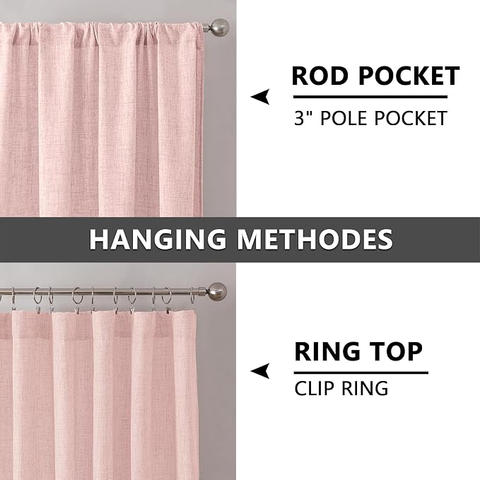 Tollpiz Linen Tier Curtain Rod Pocket Semi Sheer Half Kitchen Curtains Burlap - Image 5