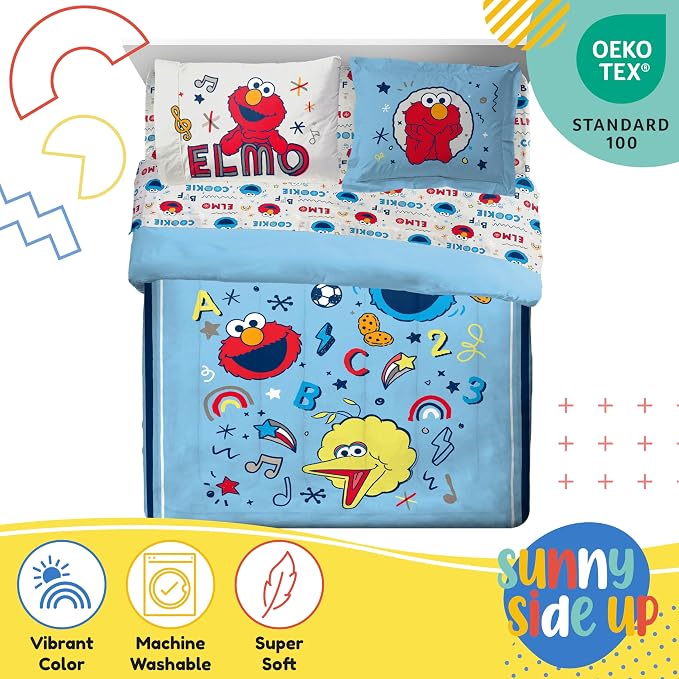Sesame Street Full Comforter Set – 7 Piece Kids Bedding Includes Comforter - Image 3