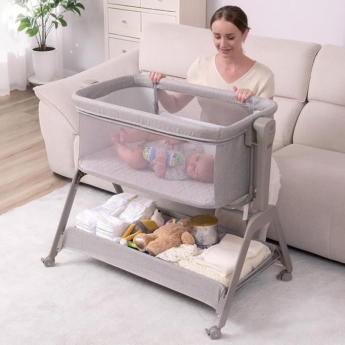 Ezebaby Baby Bassinet Bedside Crib, 3-in-1 Rocking Bassinets Bedside Sleeper by EzebabyOfficialPage