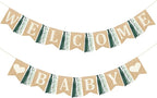 Welcome Baby Heart Burlap Pennant Banner Flag Felt Welcome Baby Sign and Heart by pinkblume