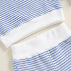 Toddler Baby Boy Fall Clothes Waffle Outfit Long Sleeve Color Blocking - Image 3