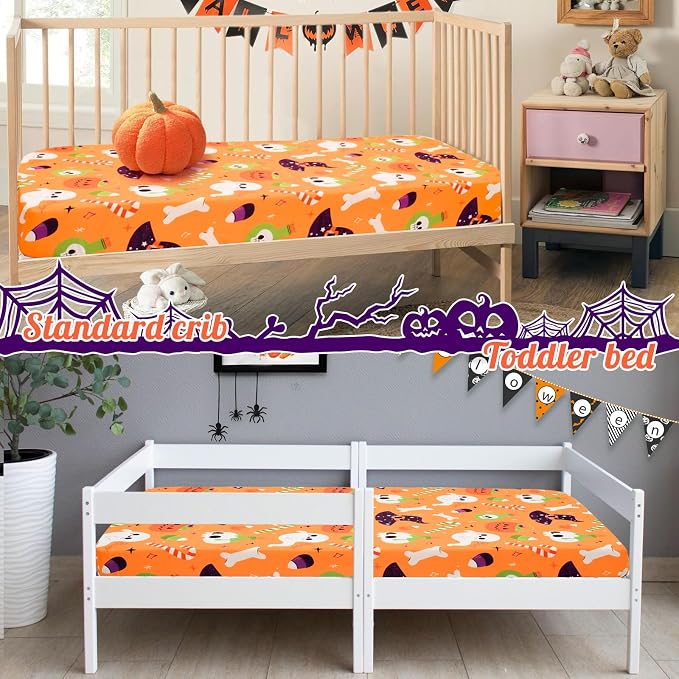 UOMNY Halloween Pumpkin Crib Sheet - Image 4