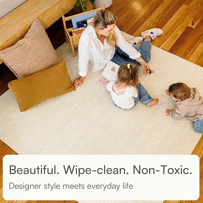 Lillefolk Baby Play Mat for Floor – 6x6ft Beige | Soft Non Toxic Premium EVA - Image 2
