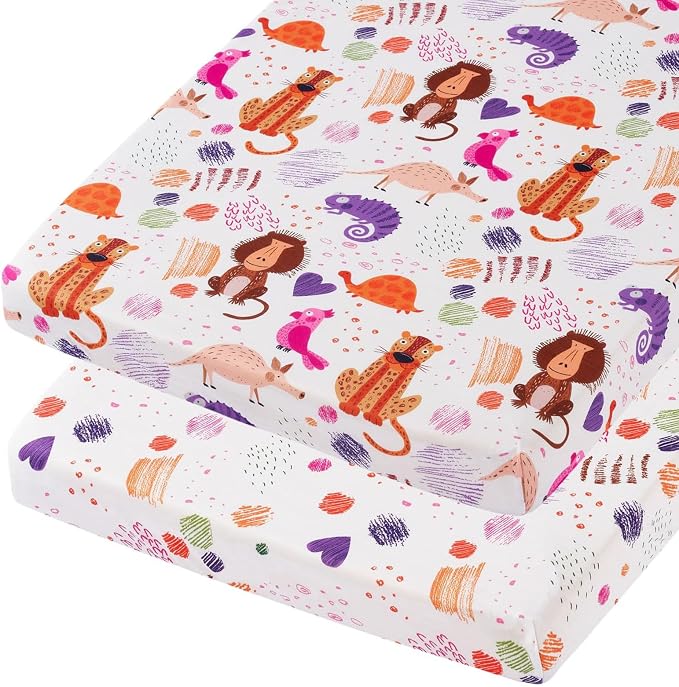 TILLYOU Mini Crib Sheets Fitted 2 Pack, Pack and Play Sheets by TILLYOU