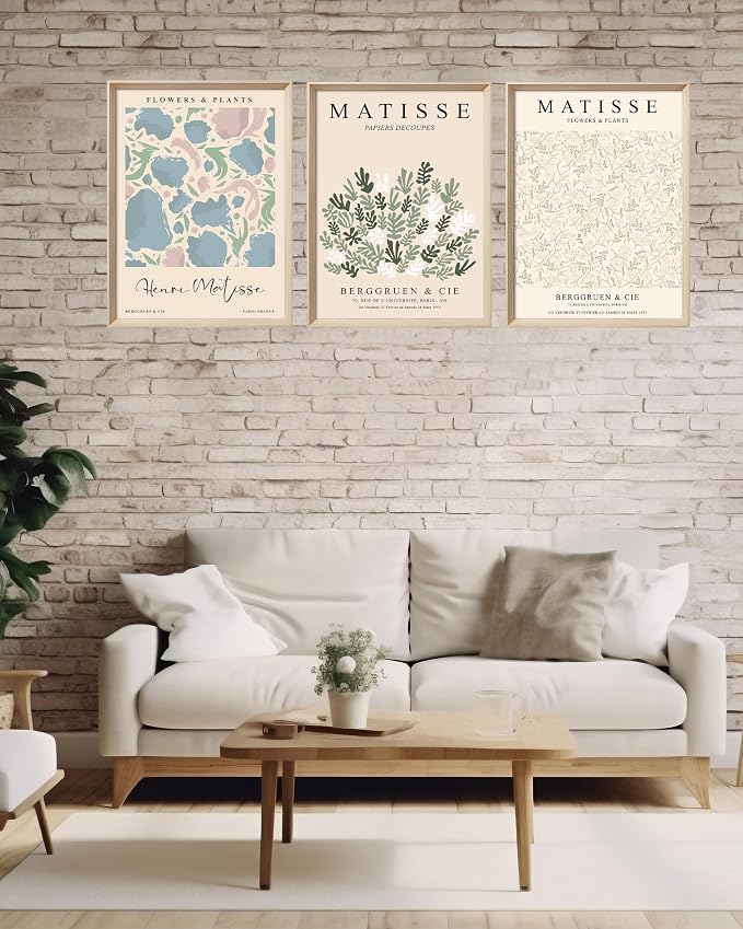KensTro Framed Wall Art, Sage Matisse Wood Canvas Wall Art, 12x16in Henri - Image 4