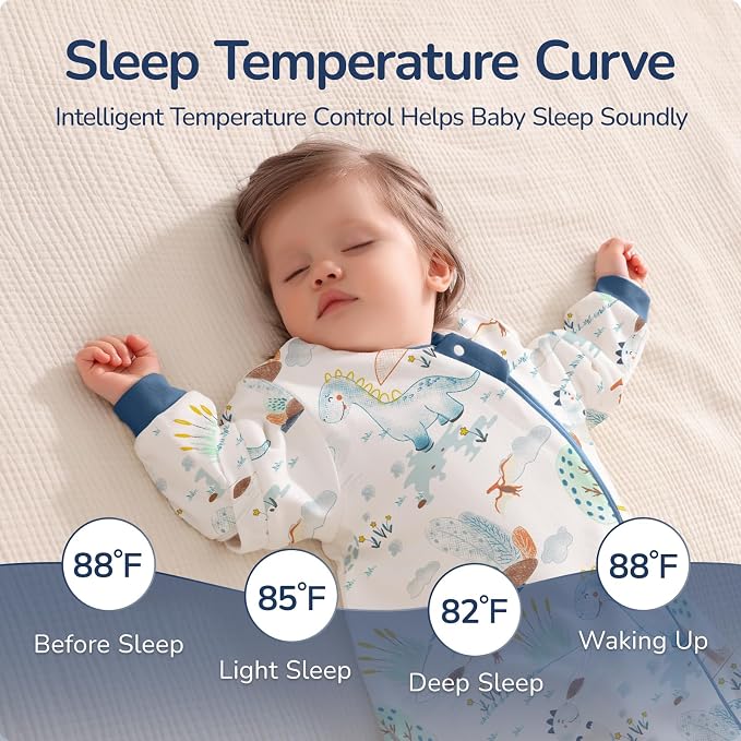 Baby Sleep Sack 18-24 Months, Cotton Detachable Long Sleeve Sleep Sack - Image 5