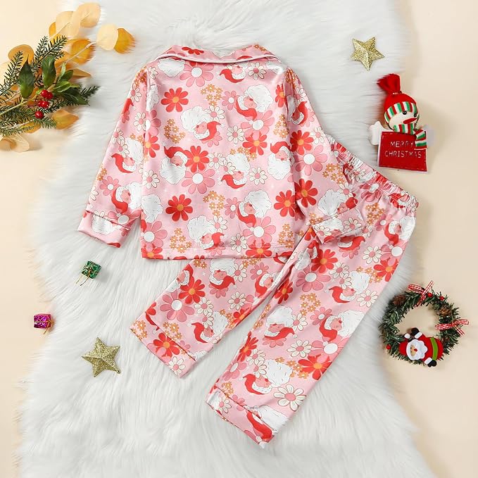 MAINESAKA Baby Boy Girl Pajamas Christmas Red Plaid Print Long Sleeve Lapel - Image 3