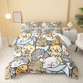 QOOMO Kawaii Cat Comforter Twin Size, Cute Cat Comforter Set by QOOMOHOME