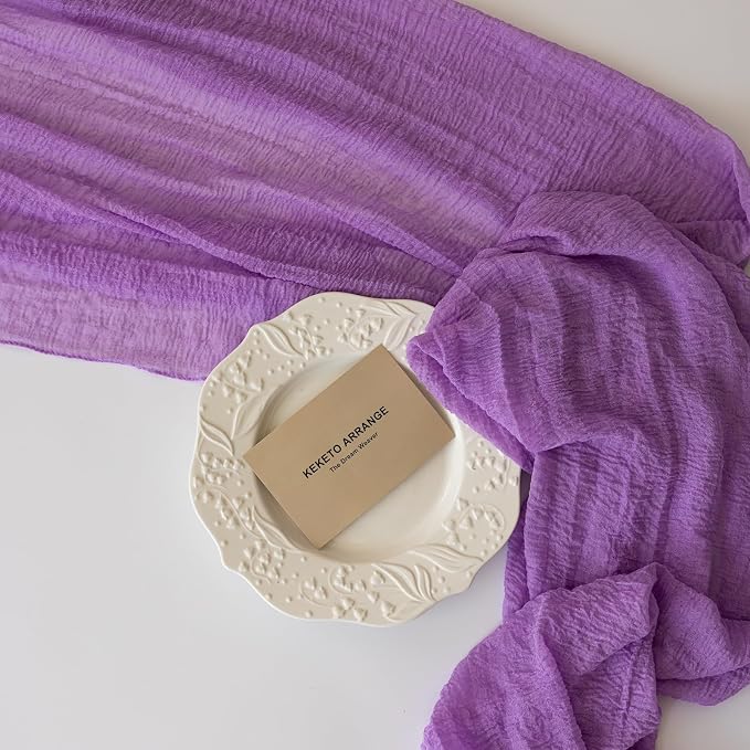 6pcs Lilac Gauze Rustic Cheesecloth Table Runner 120 Inch 10 FT - Image 5