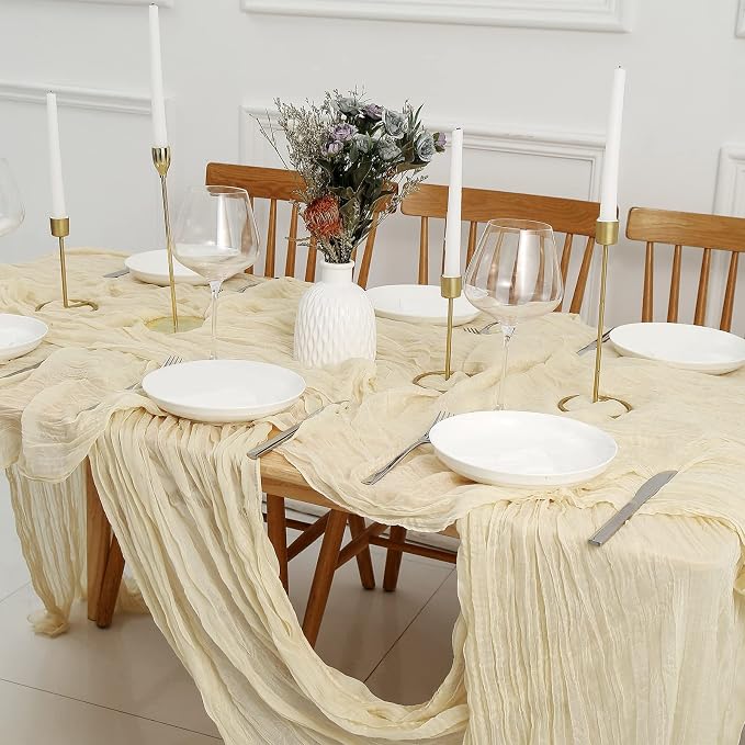 DOLOPL 8PCS Cream Cheesecloth Table Runner Bulk 13.3ft Boho Gauze Cheese Cloth - Image 6