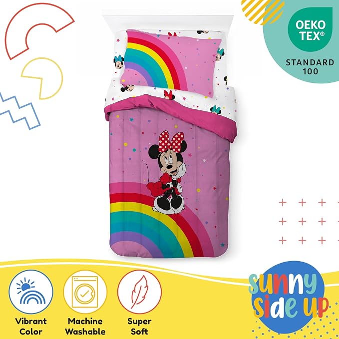 Sunny Side Up Disney Minnie Mouse Twin Comforter Set â€“ 5 Piece Kids Bedding - Image 4