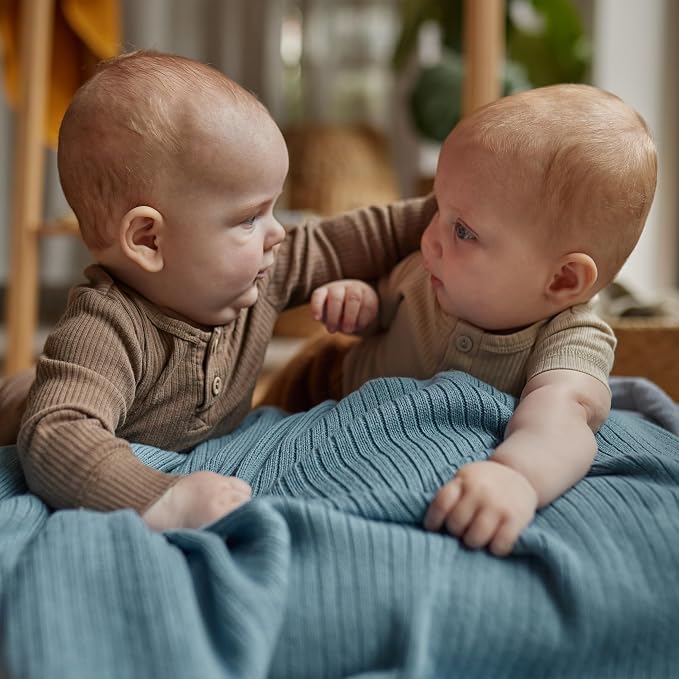 Knitted Organic Cotton Baby Blanket- Swaddle Blanket - Image 2