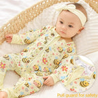 Viscose from Bamboo Ruffled Zippered One-Piece Infant Footless Sleepers Rompers - Image 3