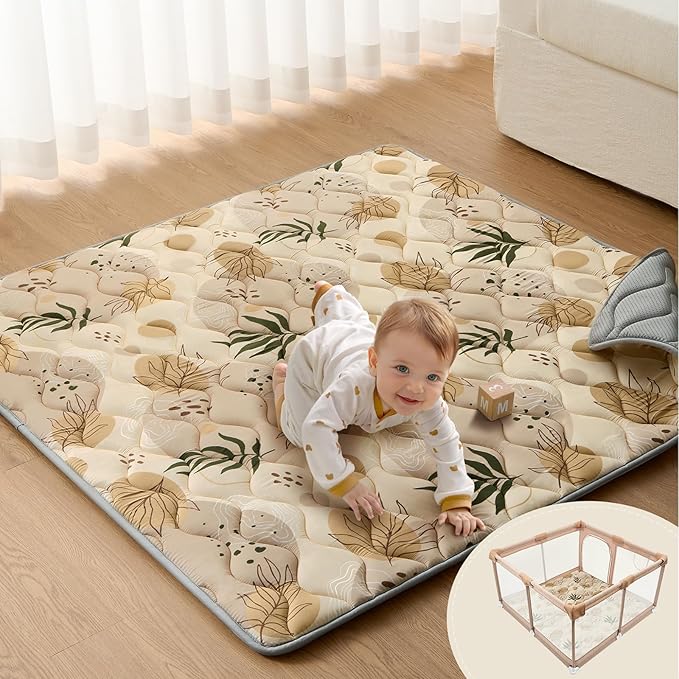 Blissful Diary Baby Play Mats for Floor, 50x50 Playpen Mat, Thick Cushioning by ForEveryBabysBetterLife