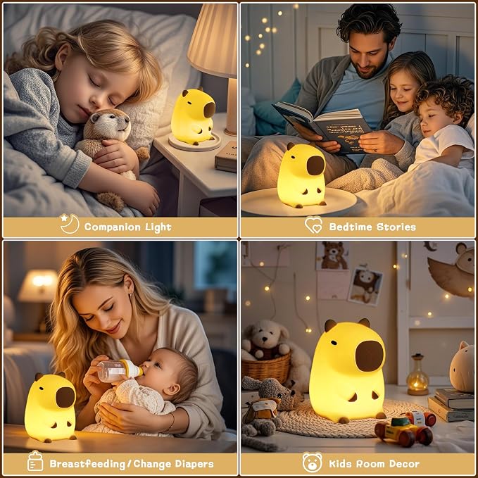Cute Capybara Night Light, LED Squishy Novelty Animal Night Lamp, 2 Levels - Image 7