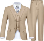 Boy's Suit Formal Slim Fit 5 Pieces Suit Set Blazer Vest Pants by Fesenbo