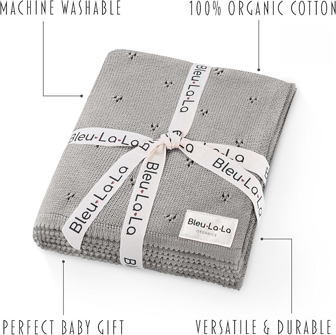 Organic Unisex Pointelle Receiving Swaddle Blanket - Image 3
