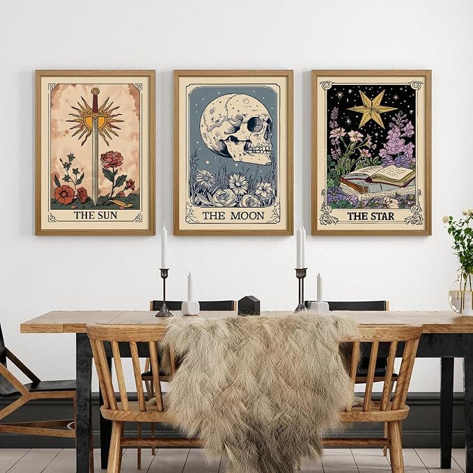 Tarot Card Wall Art Sun Moon Canvas Wall Decor Mystical Astrology Wall Art Boho - Image 3