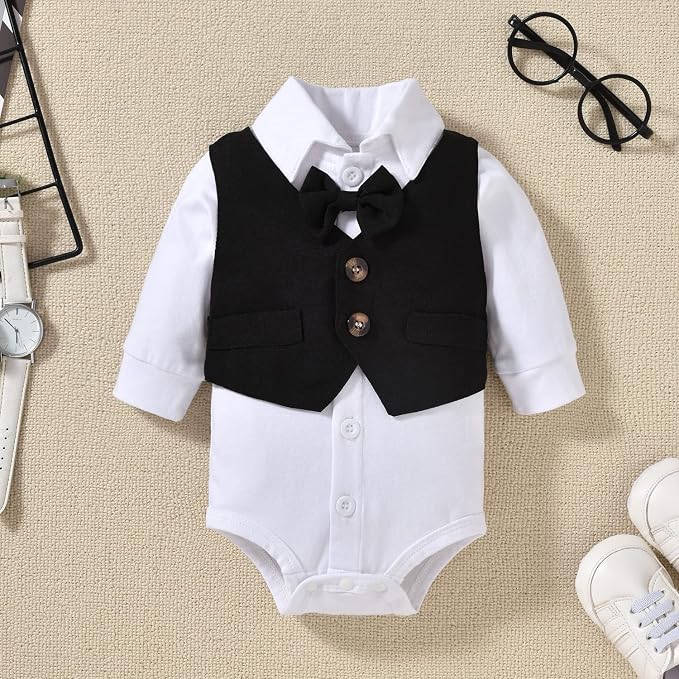 Aalizzwell Baby Boys Gentleman Outfit 3 Piece Formal Suit Set - Image 5